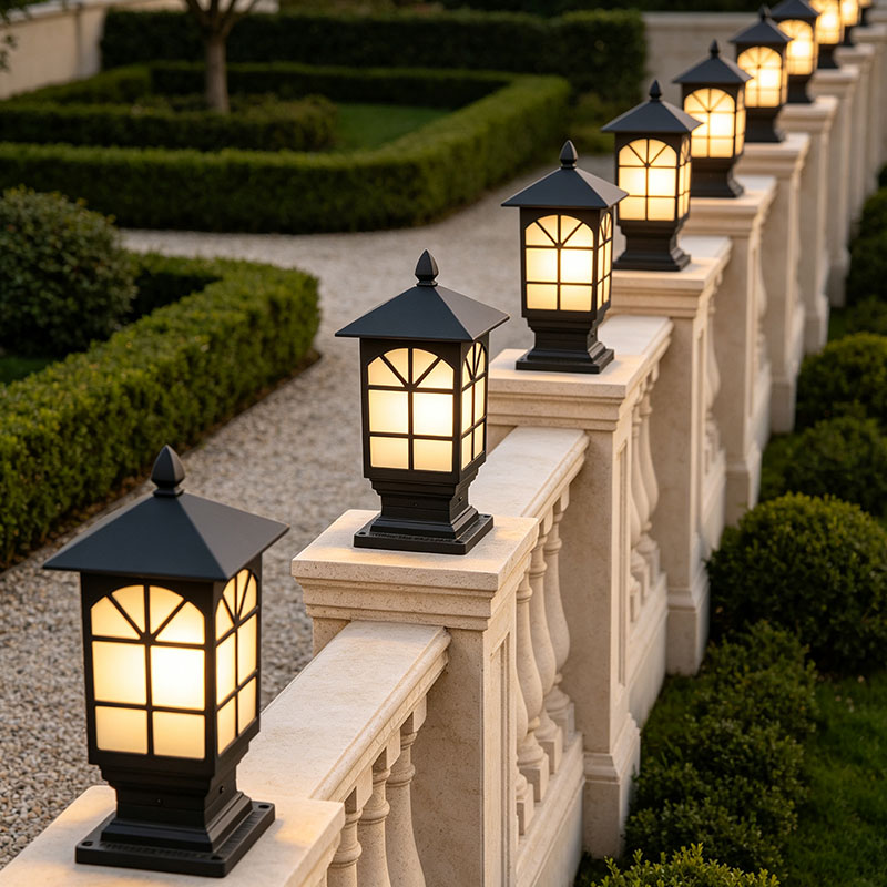 European Style Antique Aluminum Column Lamp IP65 Rated LED Outdoor Garden Gate & Landscape Lighting