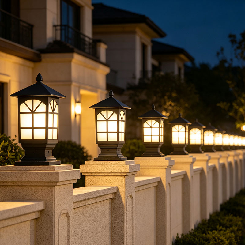 European Style Antique Aluminum Column Lamp IP65 Rated LED Outdoor Garden Gate & Landscape Lighting