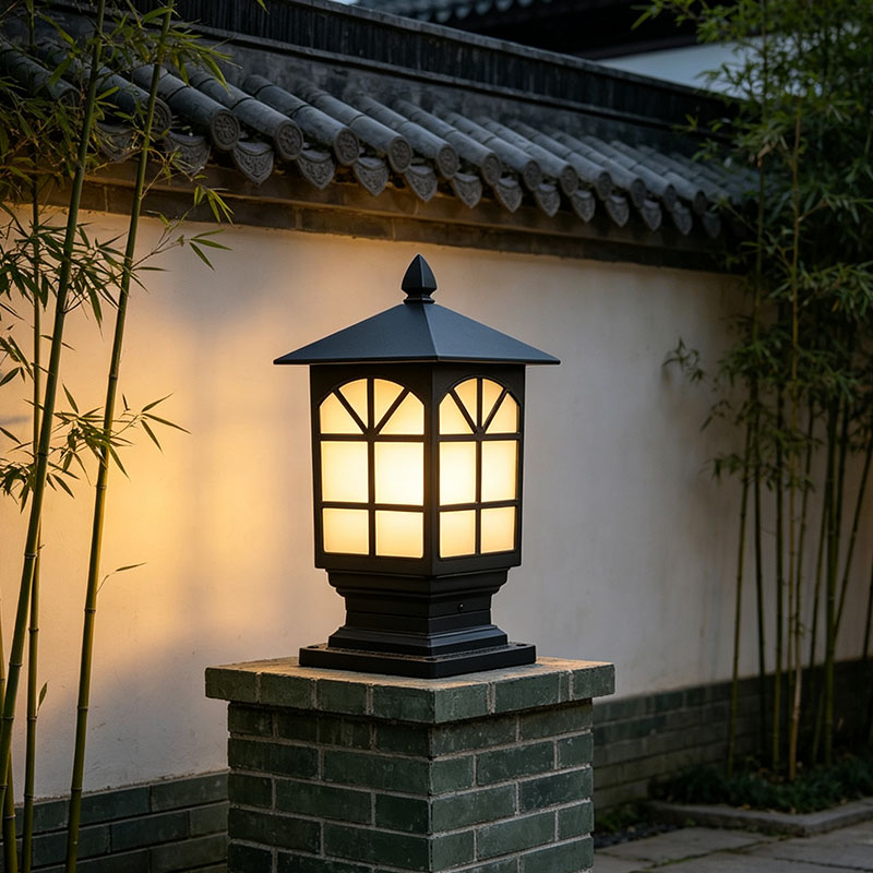 European Style Antique Aluminum Column Lamp IP65 Rated LED Outdoor Garden Gate & Landscape Lighting