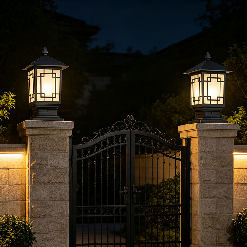 European Style Outdoor Fence Gate Pillar Lamp Waterproof Garden Summer Lamp Post Lights