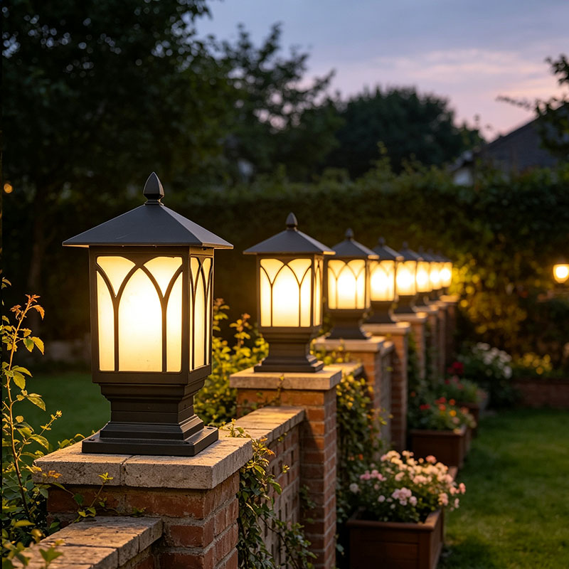 Outdoor IP65 LED Fence Lights European Style Villa Exterior Door Pillar Lights Balcony Corridors American Minimalist Column Lamp