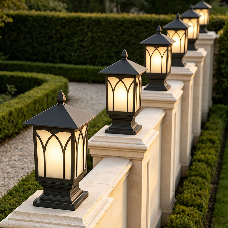 Outdoor IP65 LED Fence Lights European Style Villa Exterior Door Pillar Lights Balcony Corridors American Minimalist Column Lamp