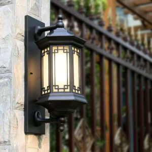 Waterproof wall lamps on the exterior wall of the main entrance
